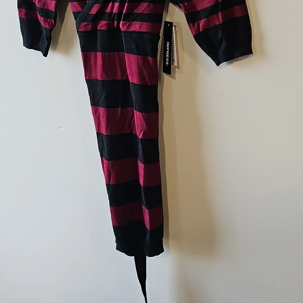 IMPRESS Medium Burgundy and Black Striped Top - Picture 3 of 8